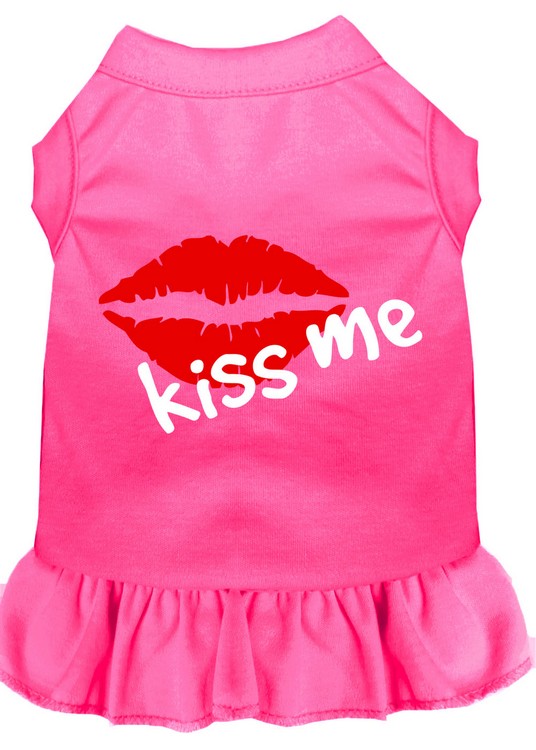 Kiss Me Screen Print Dress Bright Pink Sm